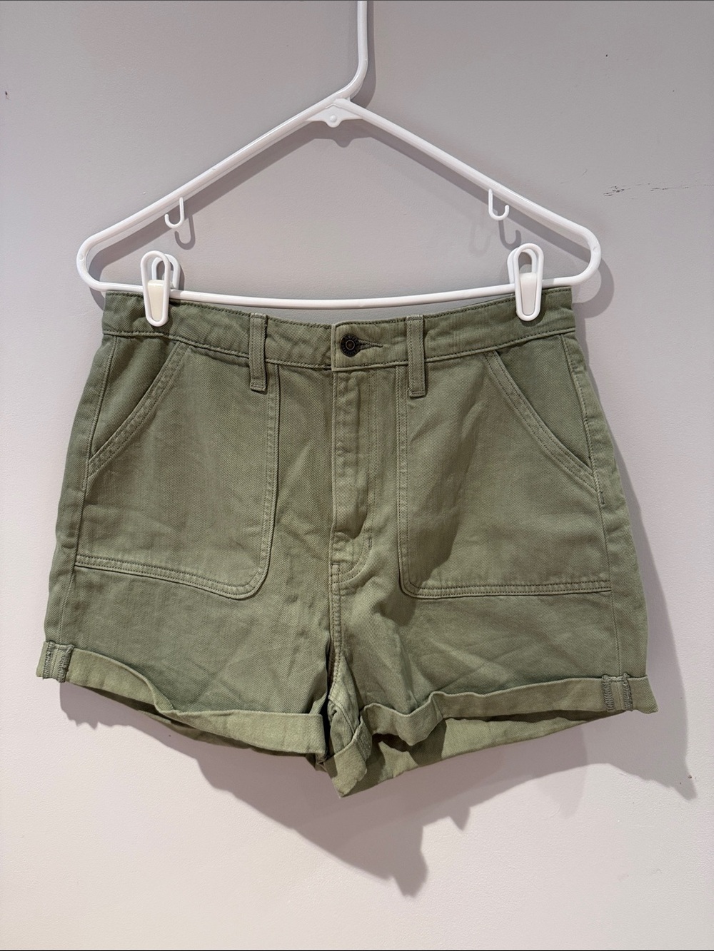 Olive Utility Roll-Hem Cargo Shorts